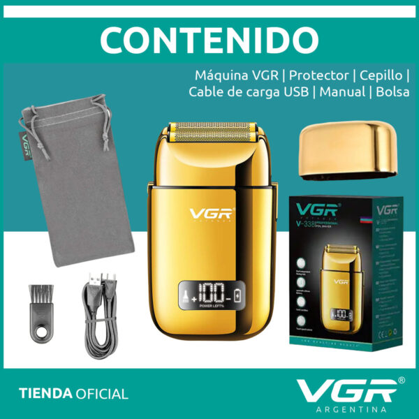 Afeitadora Eléctrica Hombre Shaver VGR V-338 Metal Usb Dorado - Image 8