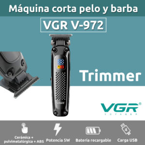 Máquina Patillera Profesional Recargable VGR V-972 Led Usb
