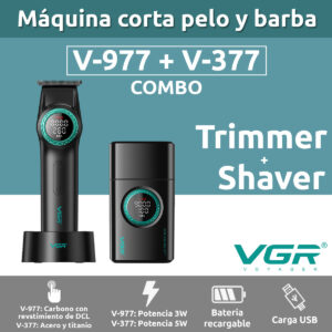 Combo Vgr Barbería Profesional Trimmer V-977 + Shaver V-377
