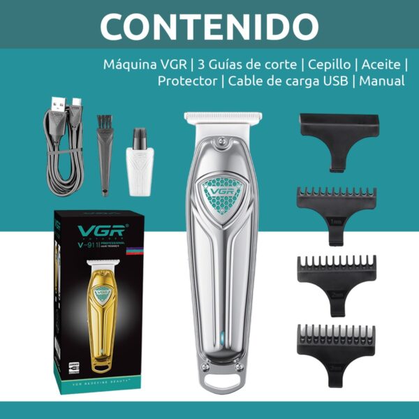 Máquina Trimmer Patillera Inalámbrica VGR V-911 Usb T-Blade - Image 8