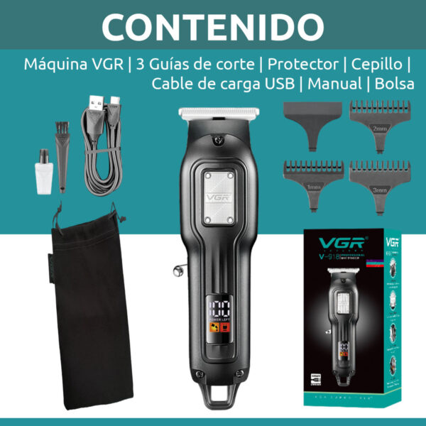 Máquina Trimmer Profesional Recargable VGR V-918 Usb T-Blade - Image 8