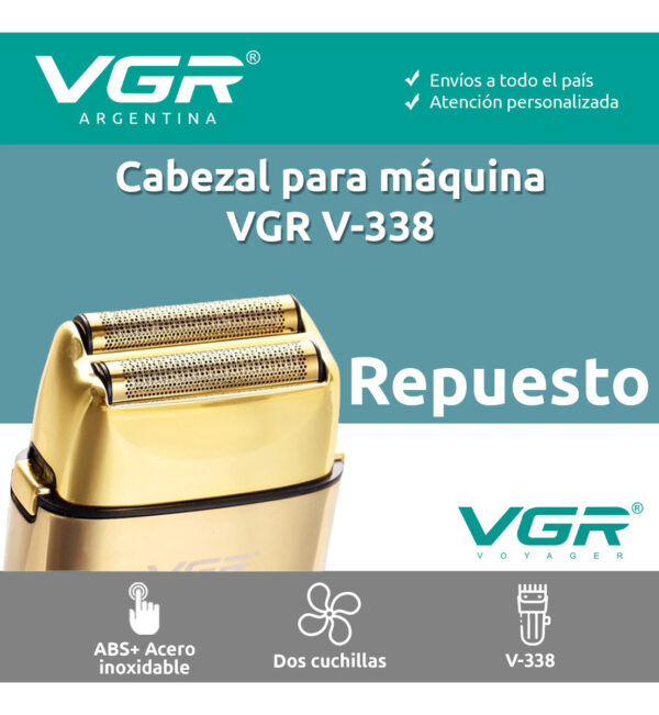 Repuesto Cuchilla Afeitadora Eléctrica Hombre VGR V-338 Dorado - Image 2