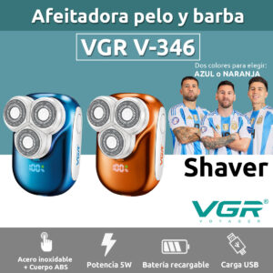 Afeitadora Eléctrica Hombre Vgr V-346 Ipx5 Usb Ideal Viaje