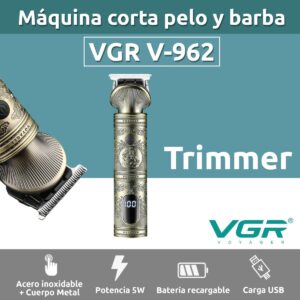Máquina Trimmer Profesional VGR V-962 Metal Usb Corta Pelo 0