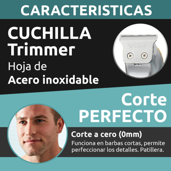 Máquina Trimmer Profesional Recargable VGR V-919 Usb T-Blade - Image 6