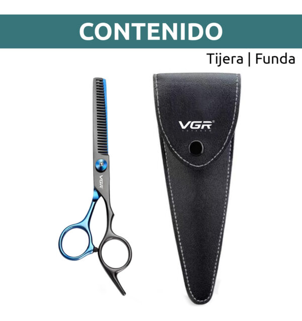Tijera Barbería Para Pulir Entresacar Profesional Vgr Funda - Image 8