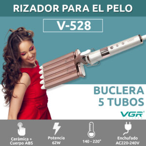 Buclera Rizador Cerámica Vgr V-528 5 Ondas Temperatura 230°
