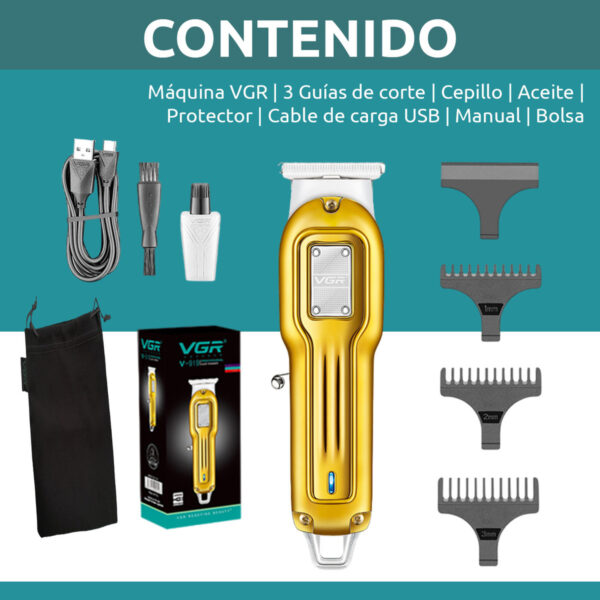 Máquina Trimmer Profesional Recargable VGR V-919 Usb T-Blade - Image 8