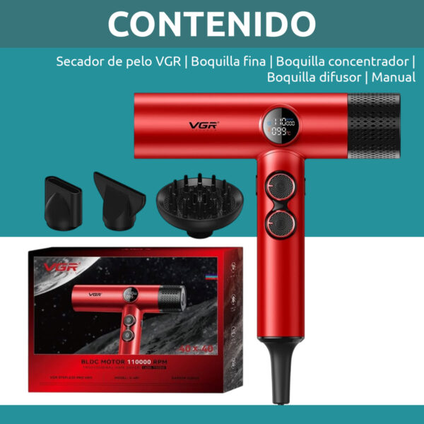Secador De Pelo Profesional Vgr V-401 110000rpm Frío Calor - Image 8