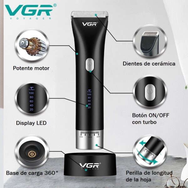Maquina Corta Pelo Profesional Barba Clipper VGR V85 Recargable - Image 7