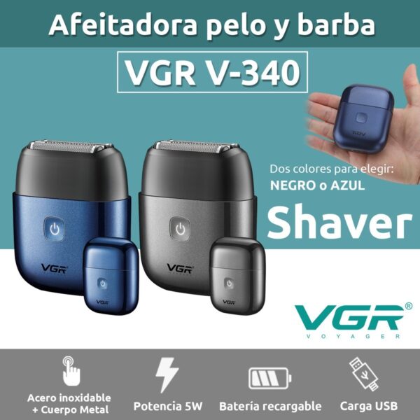 Afeitadora Eléctrica VGR V-340 Portatil Usb Triple Hoja IPX7 - Image 2