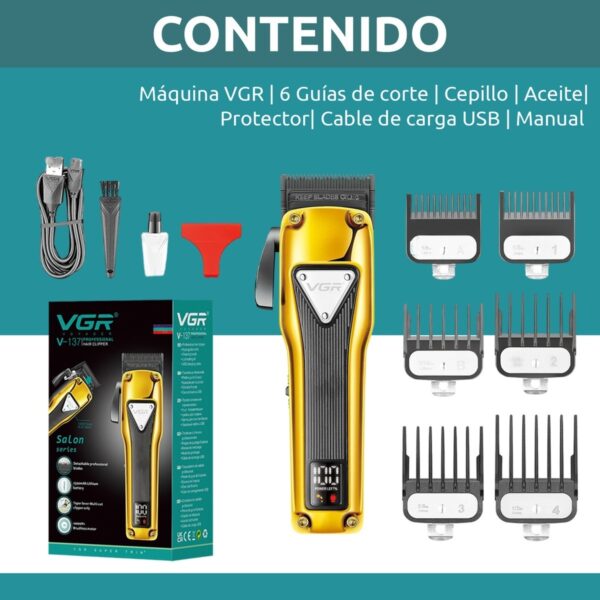 Cortadora de Pelo VGR V-137 Metal 6 Guías Motor Brushless - Image 8