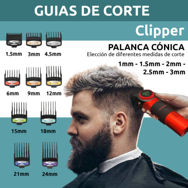 Combo Barbería Vgr Clipper V-001 + Afeitadora V-377 + V-977 Rojo - Image 7