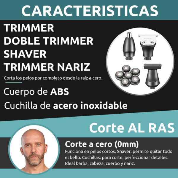 Repuesto Máquina Cortar Pelo Barba Vgr V-394 Grooming 7en1 - Image 6