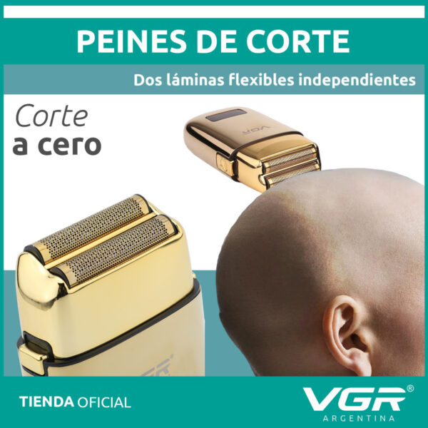 Afeitadora Eléctrica Hombre Shaver VGR V-338 Metal Usb Dorado - Image 5