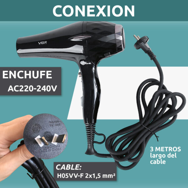 Secador de pelo profesional peluquería vgr v-413 turbo 2200W - Image 3