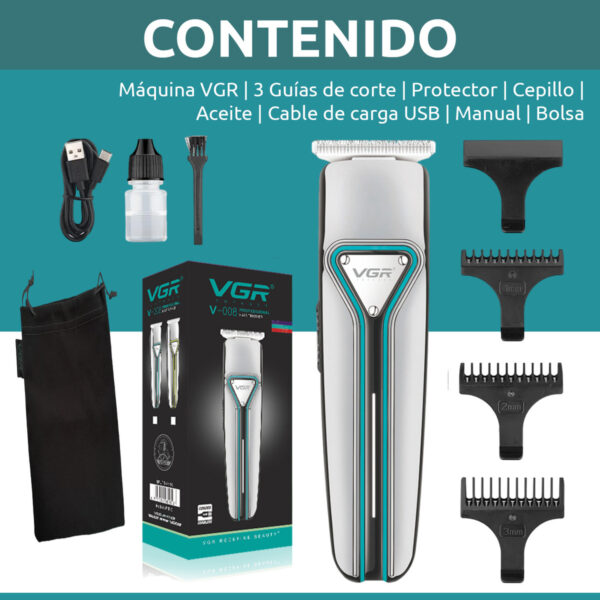Máquina Patillera Profesional Recargable VGR V-008 Tipo C - Image 8