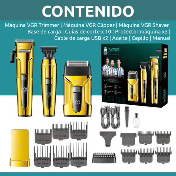 Kit Cortadora Pelo Trimmer Shaver 3en1 Profesional VGR V-694 - Image 8
