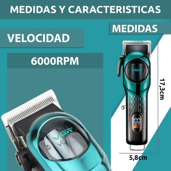 Cortadora de Pelo Profesional Inalambrica VGR V-166 Usb AFA - Image 7