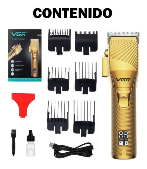 Cortadora De Pelo Barba Clipper VGR V-280 Display Led Usb Recargable - Negro - Image 7