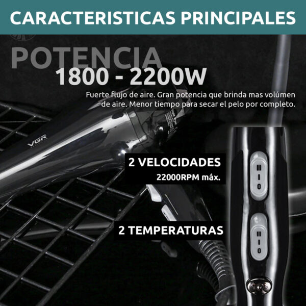 Secador de pelo profesional peluquería vgr v-413 turbo 2200W - Image 4
