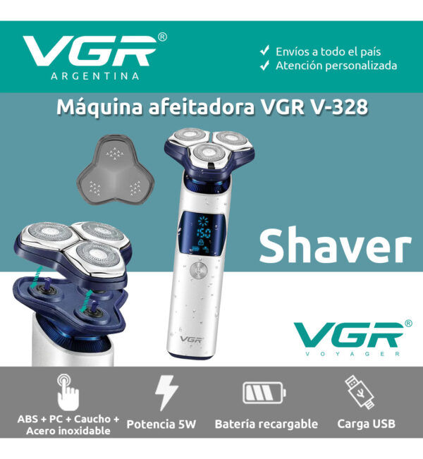 Afeitadora Eléctrica Hombre Shaver VGR V-328 Impermeable Blanco - Image 2