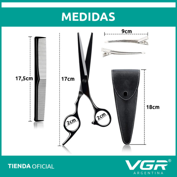 Set De Tijeras Peluquería Vgr 5pcs  Acero Inoxidable Estuche - Image 7