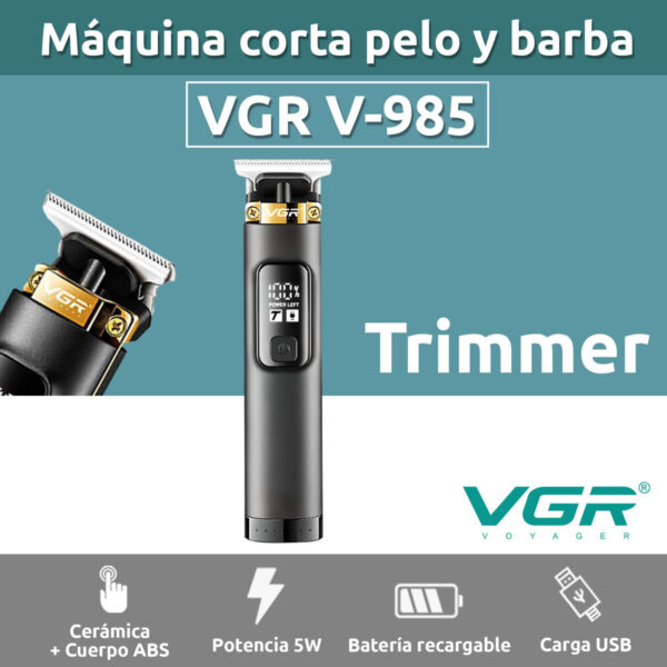 Máquina Patillera Profesional Recargable VGR V-985 Turbo Usb - Image 2
