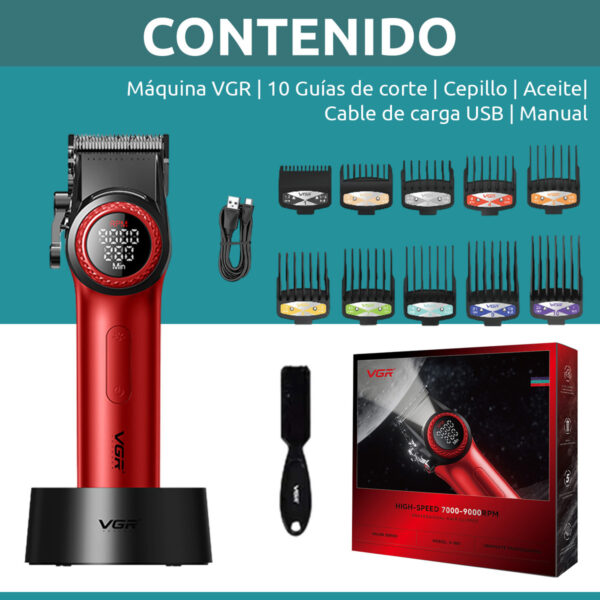 Máquina Barbería Profesional Corta Pelo VGR V-001 9000 RPM - Image 8