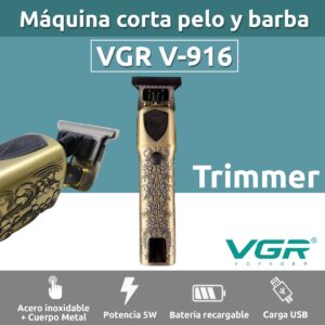 Máquina Trimmer Patillera Profesional VGR V-916 Metal Usb