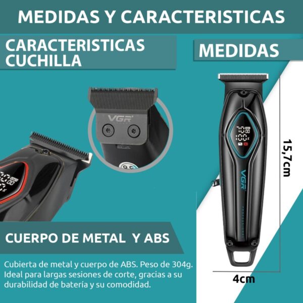 Máquina Trimmer Corta Pelo VGR V-945 Usb Cerámica 7000rpm - Image 7