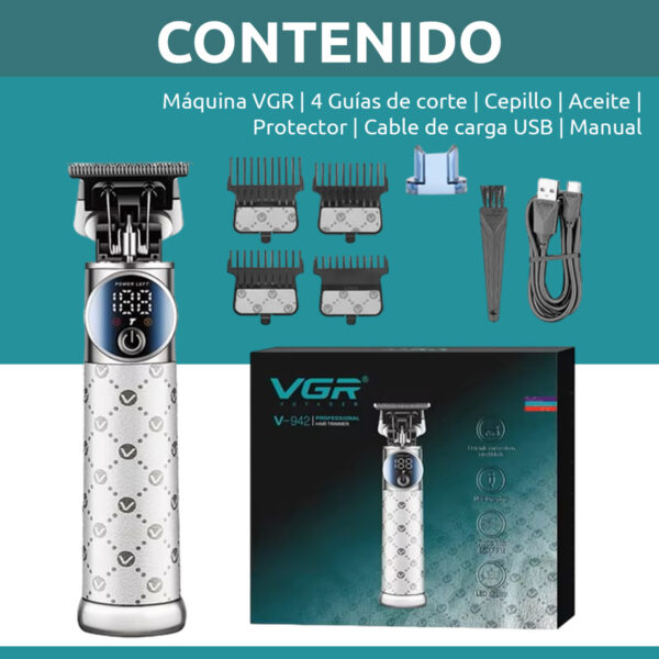 Cortadora Pelo Trimmer Profesional VGR V-942 Metal Turbo Luz - Image 8