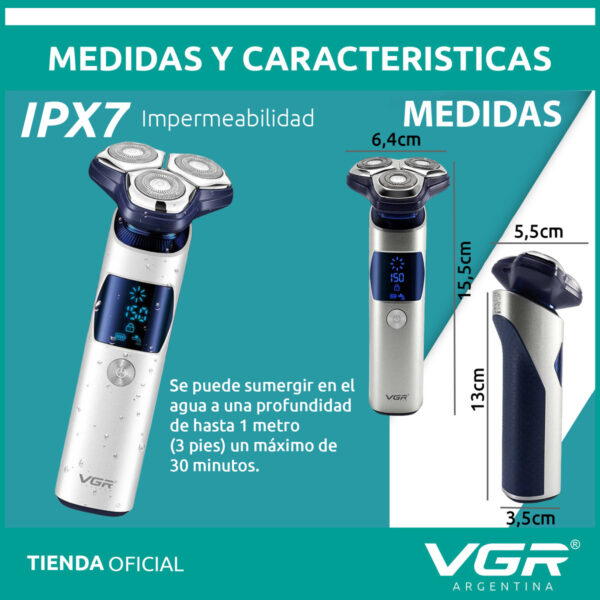 Afeitadora Eléctrica Hombre Shaver VGR V-328 Impermeable Blanco - Image 7