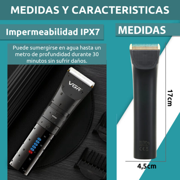 Cortadora Pelo Profesional Vgr V-286 Cerámica Íntima Ipx7 - Image 7