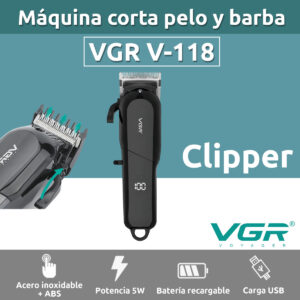 Cortadora de Pelo Profesional Inalámbrica VGR V-118 Usb Led