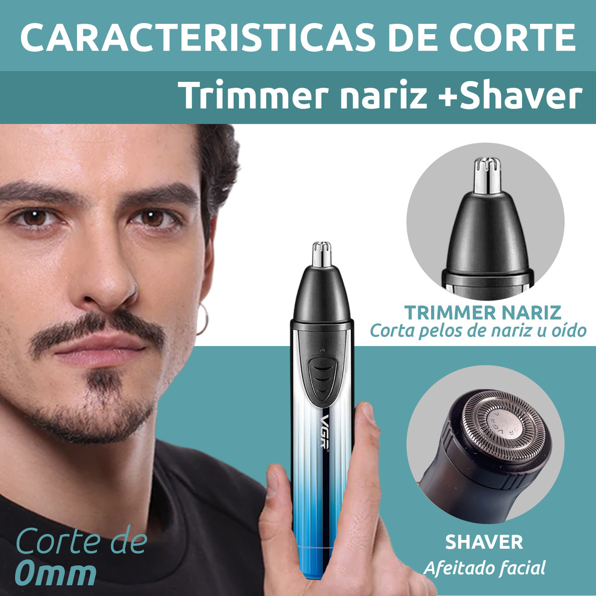 Máquina Afeitadora Nariz Oído Oreja Barba 2en1 Vgr V-619 Usb - Image 5
