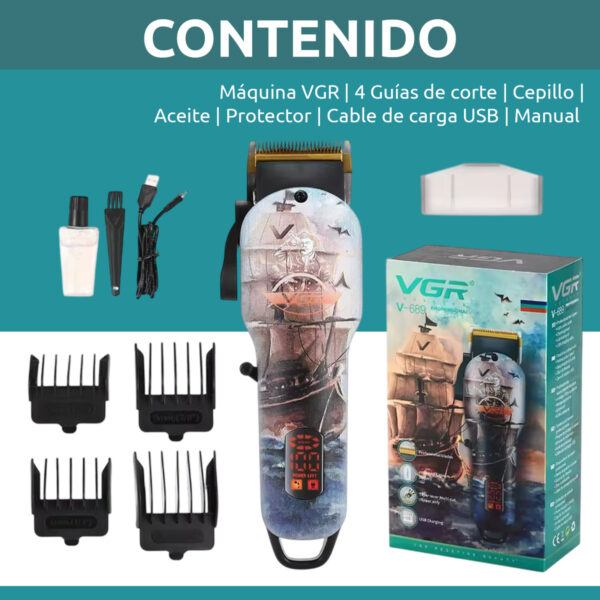 Máquina Cortar Pelo Vgr V-689 Usb Recargable 6000rpm Titanio - Image 8