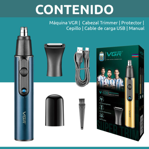 Máquina Trimmer Nariz Oído Patillera 2 En 1 Vgr V-626 Usb - Image 8