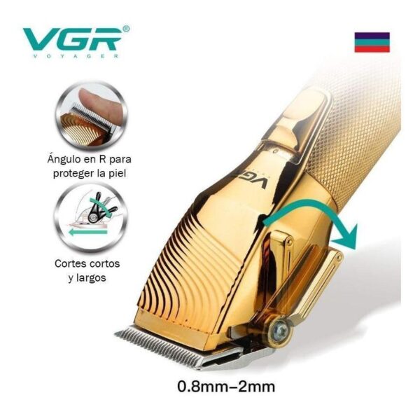 Cortadora De Pelo Barba Clipper VGR V-280 Display Led Usb Recargable - Negro - Image 3