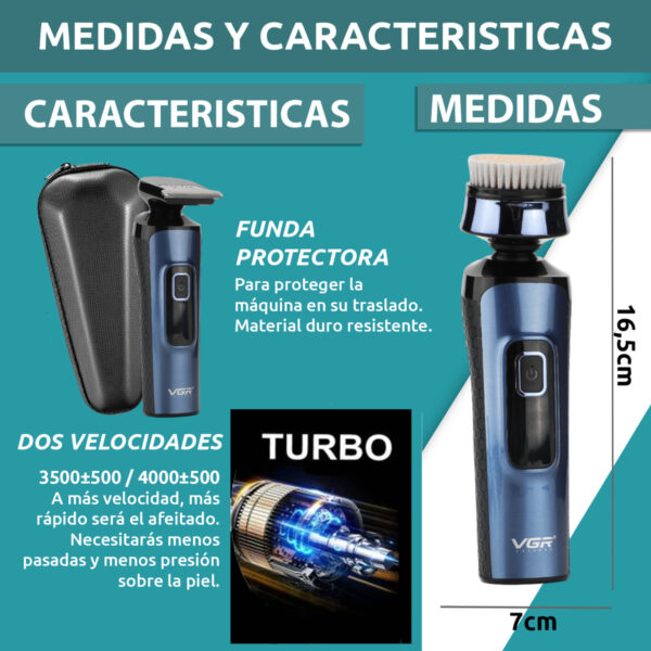 Máquina Cortar Pelo Barba Nariz VGR V-386 Grooming 4en1 IPX5 - Image 4