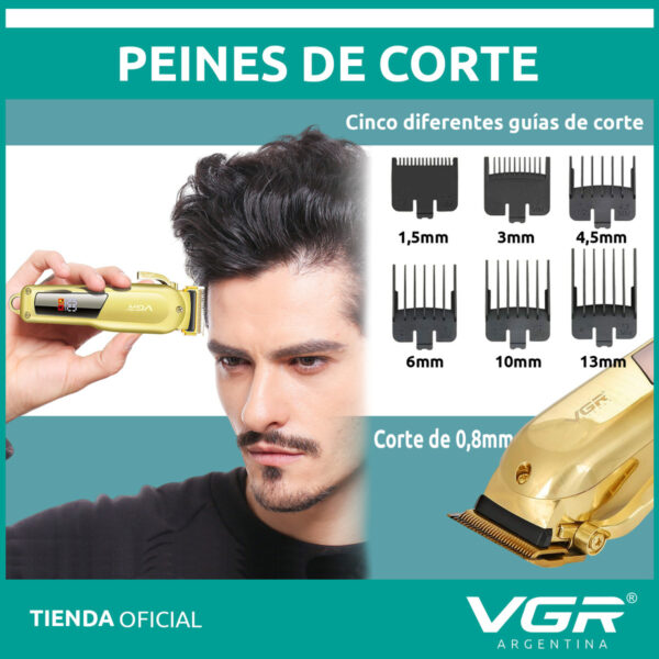 Máquina de Cortar Pelo VGR V-278 Metal Inalámbrica Usb Dorado - Image 5