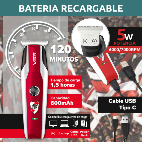Máquina Trimmer Profesional VGR V-999 River Plate Oficial - Image 4