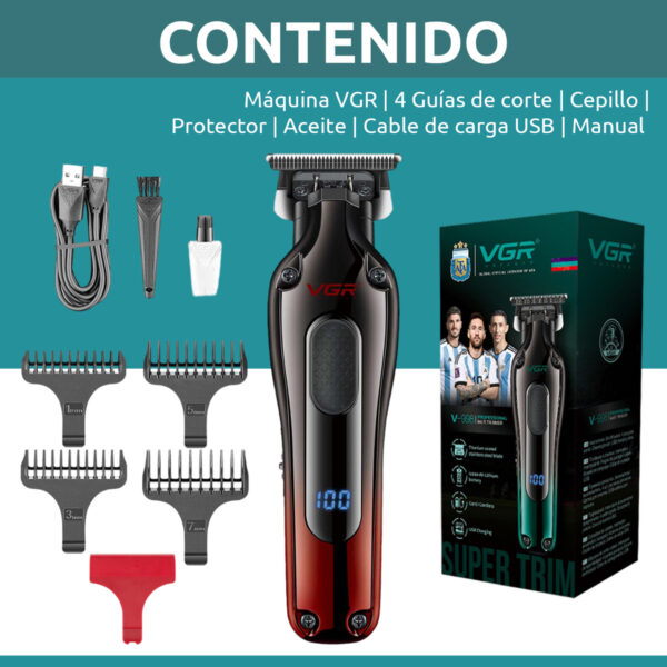 Máquina Corta Pelo Trimmer acero titanio VGR V-998 Usb AFA - Image 8