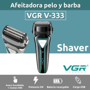 Afeitadora Eléctrica Trimmer 2en1 VGR V-333 Triple Hoja IPX6