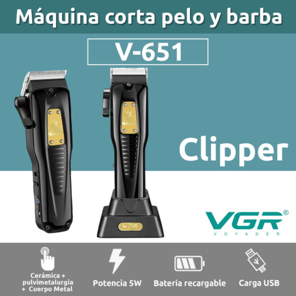 Máquina Corta Pelo Profesional VGR V-651 Turbo Usb 8 Peines - Image 2