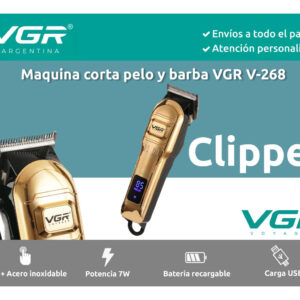 Máquina de Cortar Pelo VGR V-268 Recargable Inalámbrica Usb Dorado