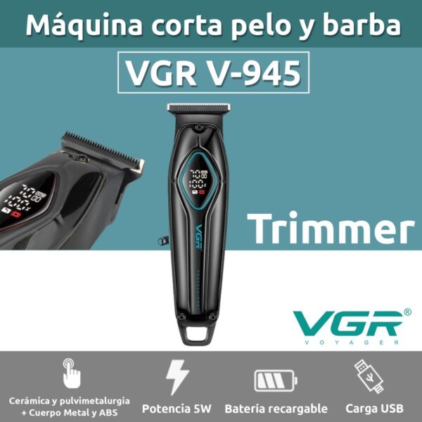 Máquina Trimmer Corta Pelo VGR V-945 Usb Cerámica 7000rpm - Image 2