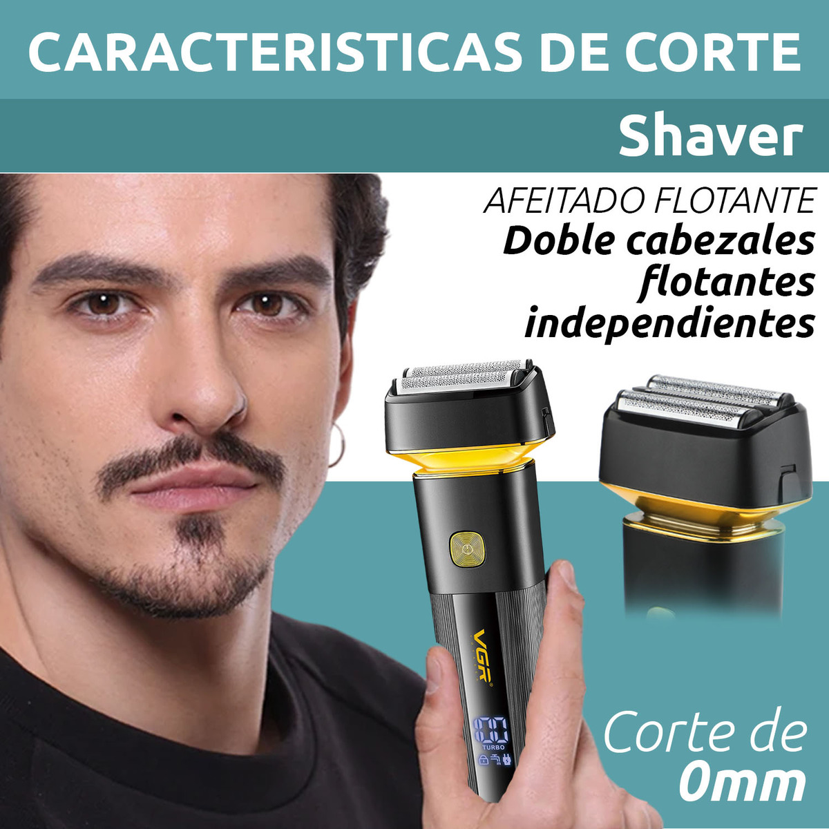 Afeitadora Eléctrica 2en1 Trimmer VGR V-355 Usb Turbo IPX6 - Image 5