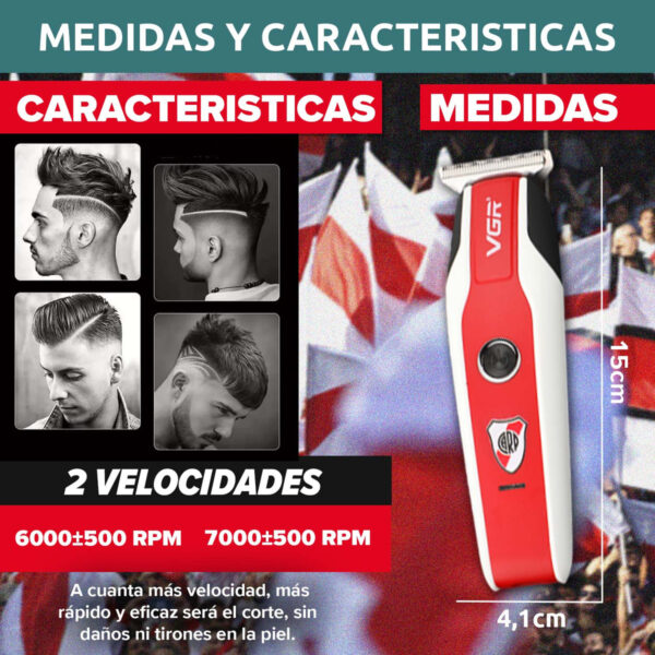 Máquina Trimmer Profesional VGR V-999 River Plate Oficial - Image 8