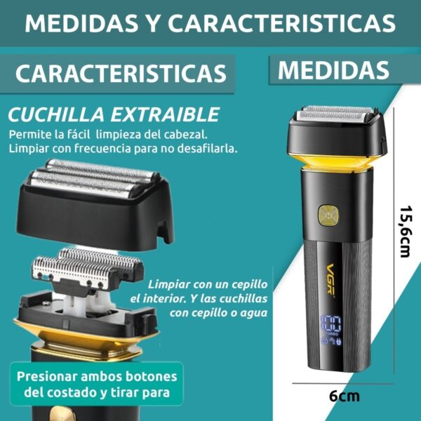 Repuesto Afeitadora Eléctrica 2en1 Trimmer Vgr V-355 Usb - Image 7